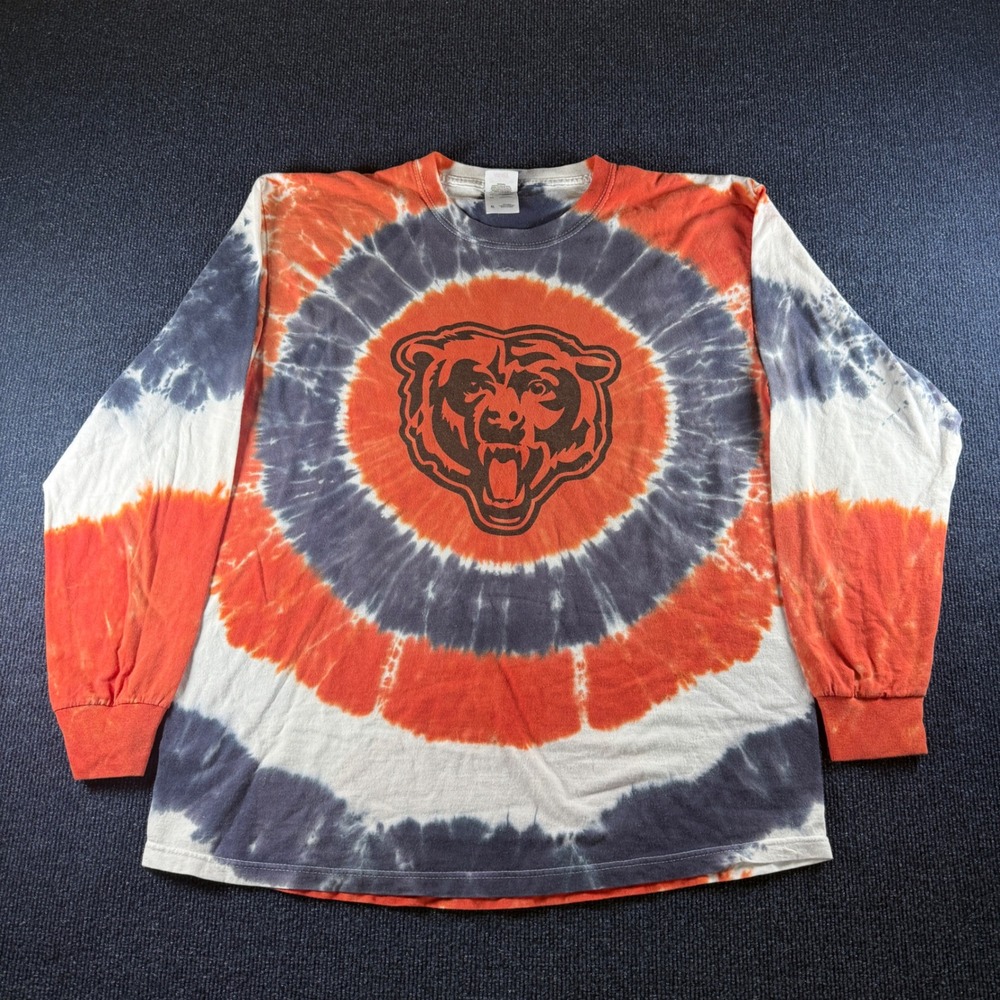 Chicago‎ Bears Fruit of the Loom Tie Dye Long Sleeve Shirt Mens XL Orange Blue